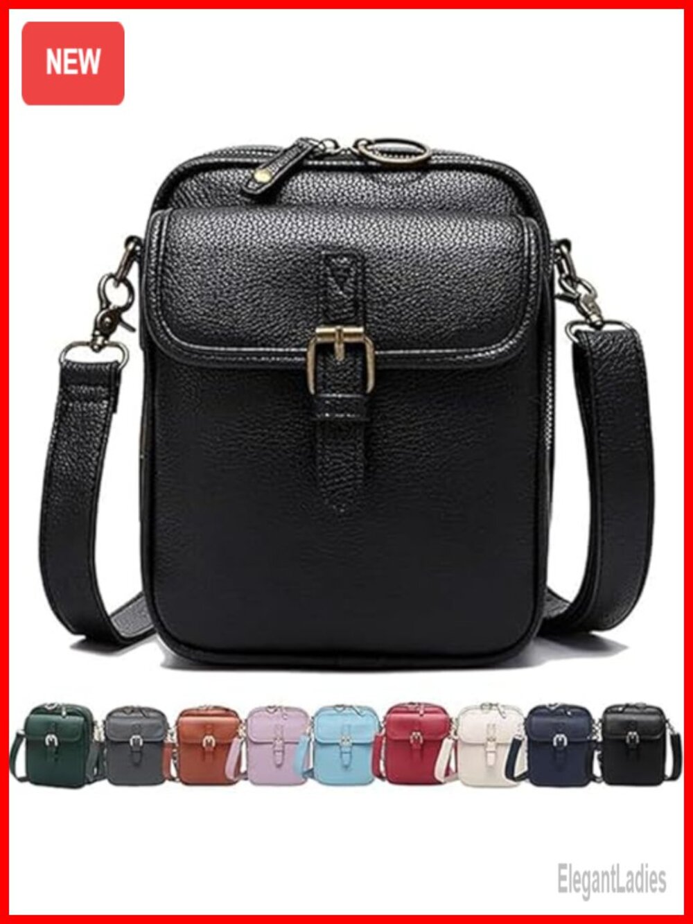Retro PU Vegan Leather Anti-Theft Crossbody Bag, 2 Compartments 10 Card Slots